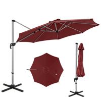 339 cm Terraszonnescherm Rond Vrijdragend Zonnescherm met 360° Draaiing Verstelbare Kanteling Aluminium voor Terras Tuin