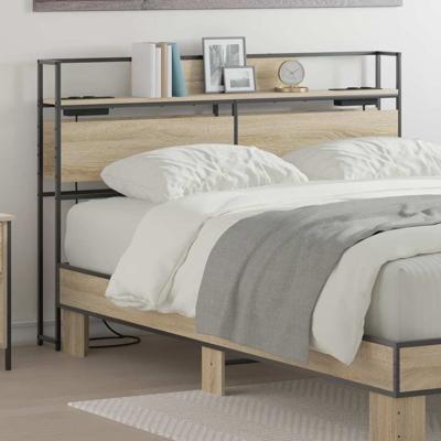 Opberghoofdbord met plank Sonoma eiken 160 cm Bewerkt hout