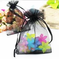 100 stuks organza geschenk zakken sieraden verpakking tas bruiloft feestdecoratie grootte: 7x9cm (D1 zwart)