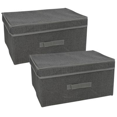 Gerimport Opbergbox London - 4x - 30 x 40 x 20 - antraciet - met handvaten