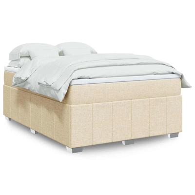 Boxspring met matras stof crèmekleurig 140x190 cm