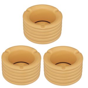 Set van 3x stuks terras asbakken/stormasbakken rond keramiek 11 x 6 cm oranje