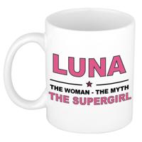 Luna cadeau mok - Woman Myth Supergirl - naam koffiemok - 300 ml - collega - moederdag