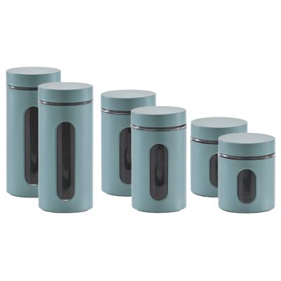 Zeller keuken voorraadpotten - 6x stuks - rvs - groen - 3 formaten van 600/900/1200 ml