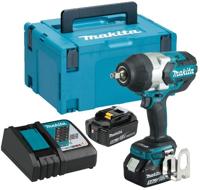 Makita dtw1002rtj 18v slagmoersleutel 1000 nm 5,0ah accu (2 st), snellader, mbox