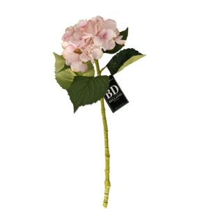 Kunstbloem Hortensia tak - roze - 48 cm - losse steel - Kunst zijdebloemen - hydrangea