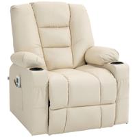 HOMCOM Massagesstoel Opstaande Hulp Seniorenstoel, incl. Afstandsbediening, 4 massage modi, 90 cm x 98 cm x 102 cm, Creme