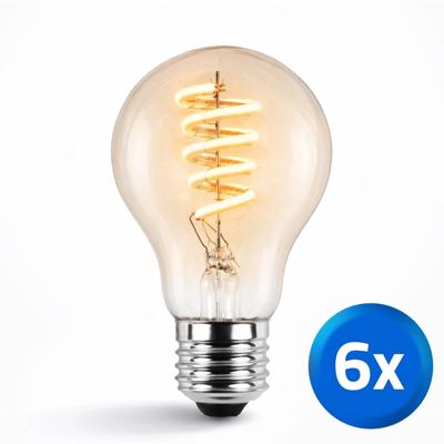 Tuya slimme led filament lamp goud - E27 fitting kogelvormig - Dual White - voordeelset van 6