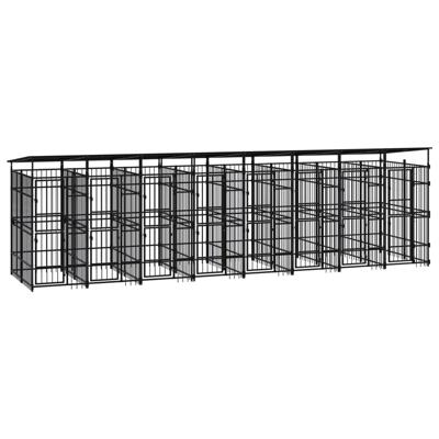 Hondenkennel met dak 14,75 m² staal