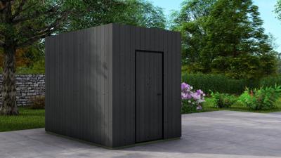 Poolhouse Trendy 204x304 cm - compleet zwart gecoat- Plat dak- - Van Kooten