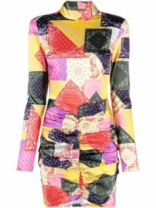 ROTATE BIRGER CHRISTENSEN robe Miki froncée à imprimé patchwork - Jaune