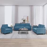 3-delige Loungeset fluweel blauw
