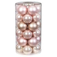 Kerstballen set - 30x stuks - glas - parel roze - 6 cm - glans en mat - kerstversiering - thumbnail