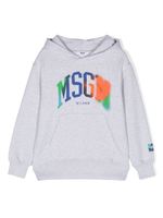 MSGM Kids hoodie en coton à logo imprimé - Gris - thumbnail