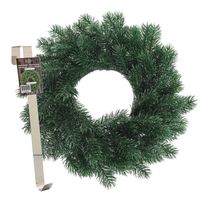 Kerstkrans 35 cm - blauwgroen - met messing zilveren hanger/ophanghaak - kerstversiering - Kerstkransen