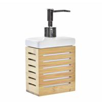 Items Zeeppompje/dispenser - bamboe wit - 300 ml - 10 x 19 cm - keuken/toilet/badkamer - lotionpompj