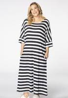 Yoek Wijde jurk STRIPE | Wit | Maat 46/48