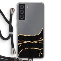 Gouden marmer: Samsung Galaxy S21 FE Transparant Hoesje met koord