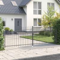 VidaXL Dubbele poort met slot grijs 400 x 199.5 cm staal