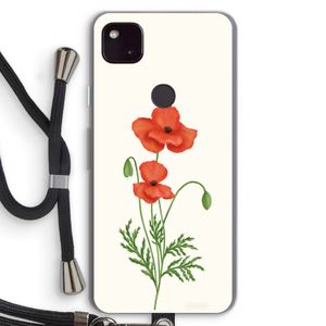 Red poppy: Pixel 4a 5G Transparant Hoesje met koord
