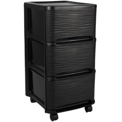 EDA Ladenkast organizer - zwart - 3x lades - met wieltjes - L32 x B37 x H61 cm