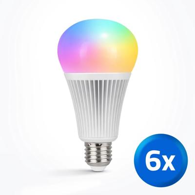 WIFI LED lamp RGBW 9W E27 fitting voordeelset van 6