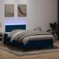 Boxspring met matras en LED fluweel donkerblauw 120x210 cm