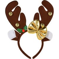 Christmas Decoration kerst haarband - rendier gewei strik- donkerbruin   -