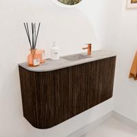 Toiletmeubel Mondiaz Joya Dlux | 83.2 cm | Meubelkleur Walnut | Faye wastafel Glace Wasbak Midden | 1 kraangat