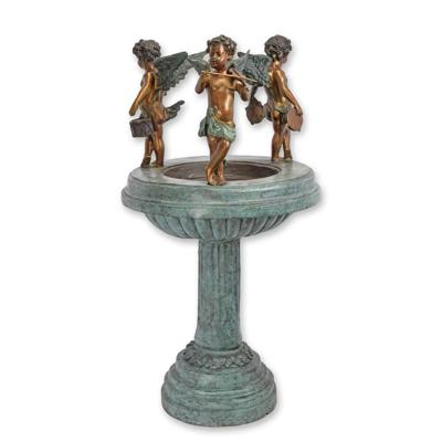 A BRONZE THREE CUPIDS FOUNTAIN