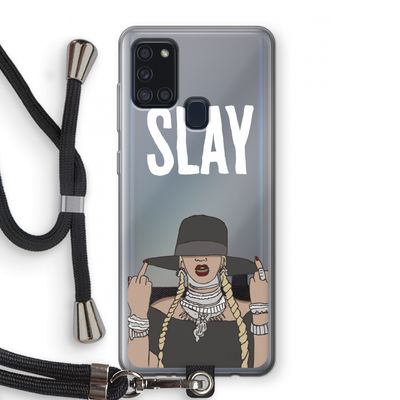 Slay All Day: Samsung Galaxy A21s Transparant Hoesje met koord