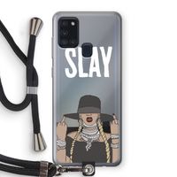 Slay All Day: Samsung Galaxy A21s Transparant Hoesje met koord
