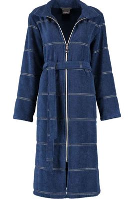 Lange badjas met rits - donkerblauw-38