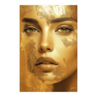 Glasschilderij - Vrouw In Goud - 120 x 80 cm