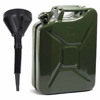 Metalen jerrycan legergroen voor brandstof 20 liter met een grote trechter - thumbnail