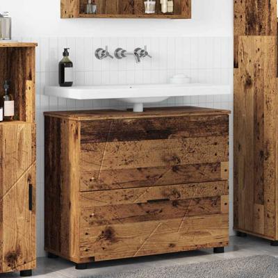 Badkamerkast Oud Hout 76,5 x 35 x 64 cm Bewerkt hout & Metaal