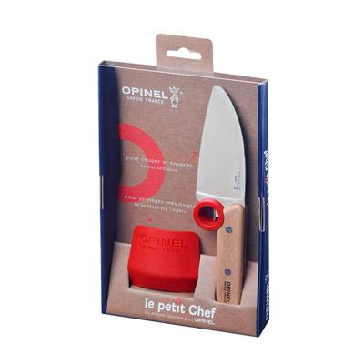 OPINEL - Le Petit Chef - Kindermes met vingerbeschermer 2-dlg Rood