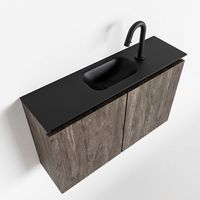 Toiletmeubel Mondiaz Ture | 80 cm | Meubelkleur Dark brown | Eden wastafel Urban Midden | 1 kraangat