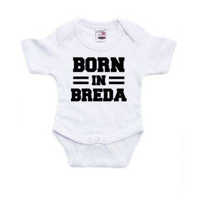 Born in Breda cadeau baby rompertje wit jongen/meisje