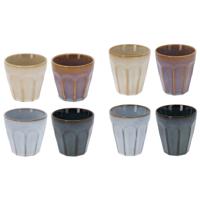 Set van luxe koffiekopjes - espresso en lungo - 8x stuks - gekleurd - porselein - 250 en 90 ml