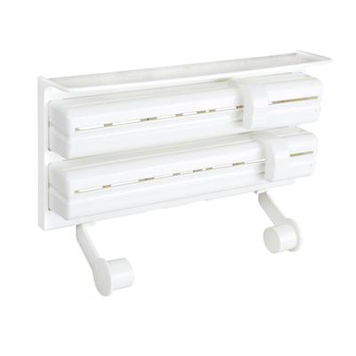 Keukenrol houder/folie dispenser wand - plastic - 38 x 22 x 8 cm - keuken organizer/rollenhouder