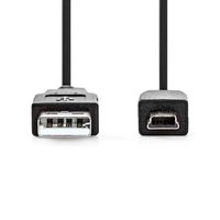 Nedis USB-Kabel | USB 2.0 | USB-A Male | USB Mini-B 5-Pins Male | 480 Mbps | Vernikkeld | 1.00 m | Rond | PVC | Zwart | Doos - CCGB60300BK10