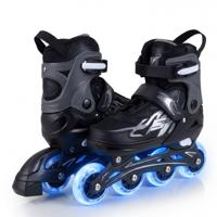 Inlineskates voor Kinderen van 5-7/7-9/9-14 Jaar 4-Voudig Verstelbare Lichtgevende Rolschaatsen met 4 Verlichte Wielen en Veiligheidsvoorzieningen voor Peuters en Beginners-Grijs-L