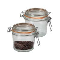 Voorraad/weckpot - 2x - transparant - glas - 10 x 8,5 cm - 350 ml - Le Parfait