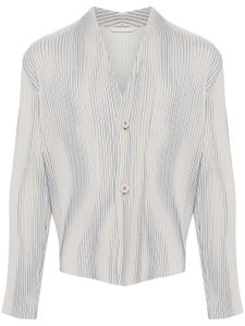 Homme Plissé Issey Miyake Tweed Pleats collarless jacket - Tons neutres