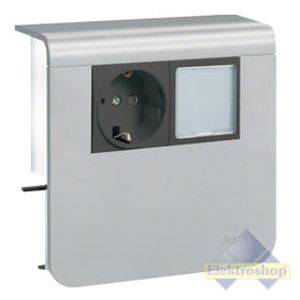 Hager plintgoot outlet stopcontact met LED-lamp alu 55mm