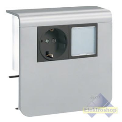 Hager plintgoot outlet stopcontact met LED-lamp alu 55mm