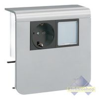Hager plintgoot outlet stopcontact met LED-lamp alu 55mm