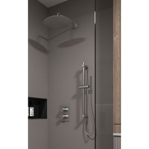 Regendouche set SaniClear Exclusive | Inbouw | 20 cm | Thermostaatkraan | Rechthoekig | RVS look