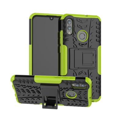 Tire Texture TPU + PC schokbestendig geval voor Huawei Honor 10 Lite/P Smart (2019) met houder (groen)